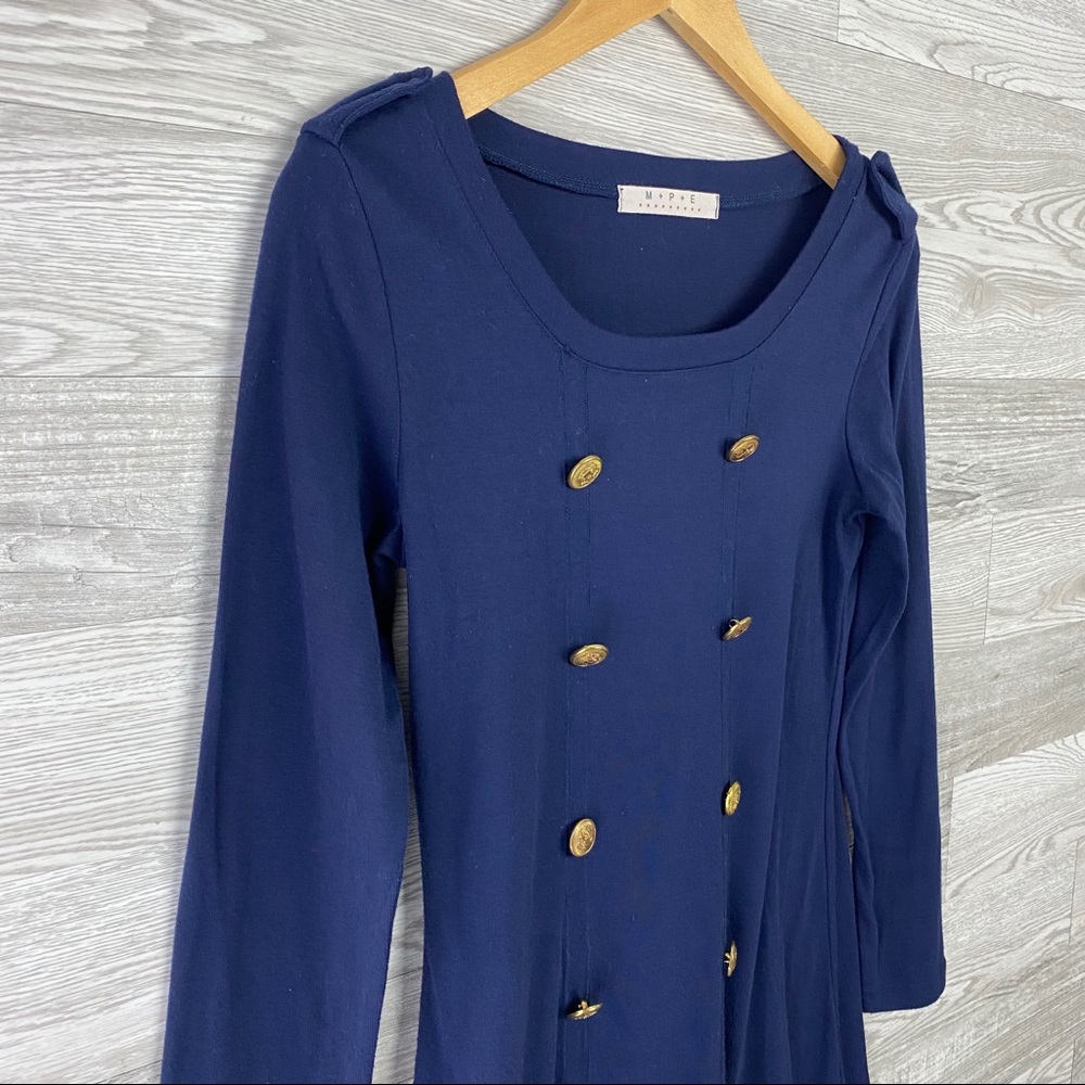 M+P+E Dark Blue Military Button Long Sleeve Dress - Picture 5 of 6